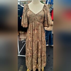 Floral Brown Women's Dress